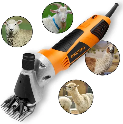 Vista 7 de BEETRO Tijeras eléctricas profesionales de ovejas de 550 W, cortadoras de aseo de animales para ovejas, cabras alpacas y más, 6 velocidades, corte