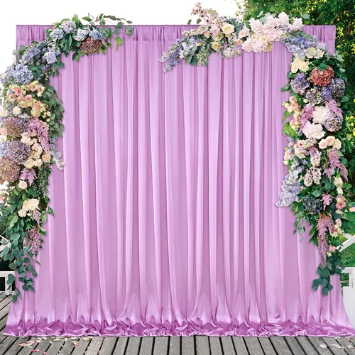 Vista 11 de Cortina de fondo marfil de 10 x 10 pies para fiestas, bodas, tela de poliéster, cortinas para fotos, decoración de fondo para baby shower