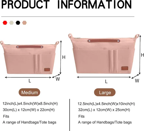 Vista 7 de Soyizom Organizador de bolso, organizador de bolsa de inserción para bolsos, organizador de fieltro con cremallera y bolsa de llavero en la bolsa