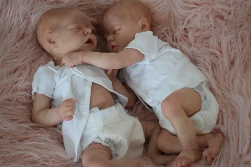 Vista 3 de Pinky Reborn Muñecas de bebé gemelas de 18 pulgadas de silicona de cuerpo completo Newbron Baby Doll Reborn Preemie Baby Girl Muñecas Accesorios
