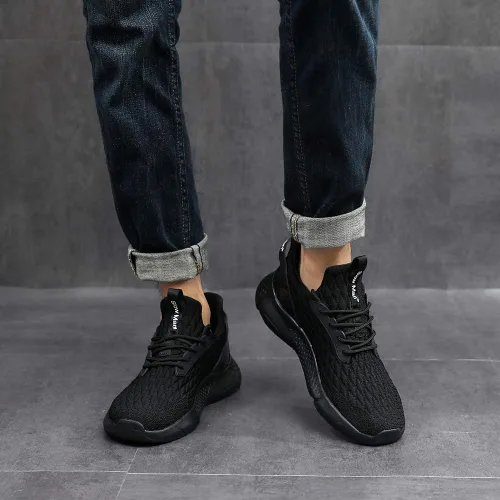 Vista 6 de Slow Man Zapatos de correr para hombre, zapatos de caminar para hombre, de malla de punto, transpirables, zapatos deportivos sin cordones, cómodos
