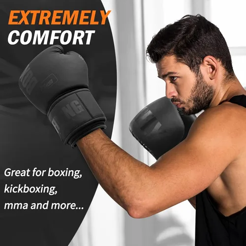 Vista 5 de Guantes de boxeo para hombres y mujeres, adecuados para boxeo, kickboxing, artes marciales mixtas, Muay Thai, MMA, entrenamiento con saco pesado