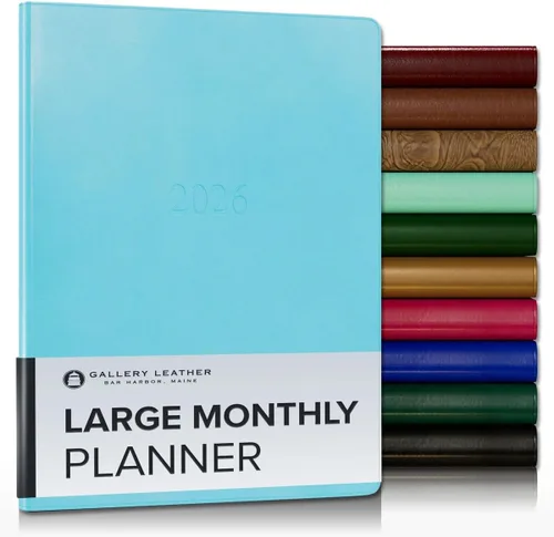 Vista 104 de Gallery Leather Agenda mensual grande 2026-2027 Acadia Navy Acadia Marina