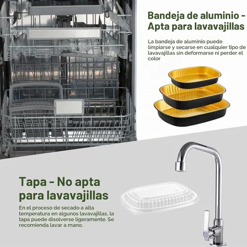 Vista 7 de Bandejas ovaladas de papel de aluminio con tapas a presión (paquete de 5) Recipiente reutilizable de servicio pesado 2 veces más grueso de 25