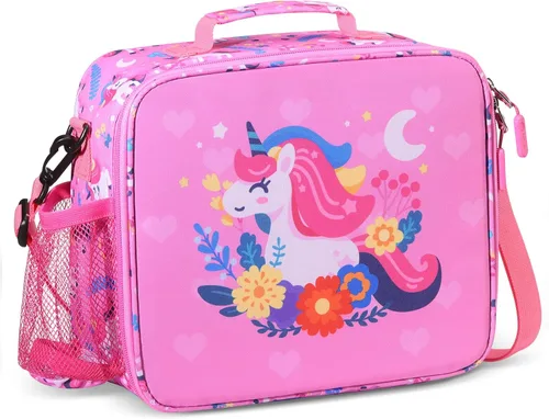 Vista 17 de rockpapa Lonchera infantil para niños con correa, impermeable, resistente a las manchas y al aceite, bolsa de almuerzo aislada, bolsa de almuerzo