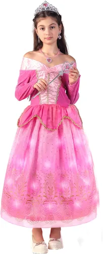 Vista 5 de Sumickx Vestido de princesa para niñas, disfraz de Halloween, cosplay, Navidad, fiesta de cumpleaños