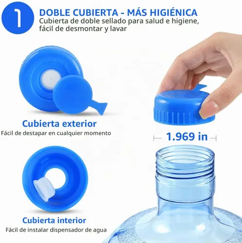 Vista 8 de Didiseaon Botella de agua de 5 litros con tapa de rosca, botella de agua mineral portátil para deportes al aire libre, viajes, camping, jarra