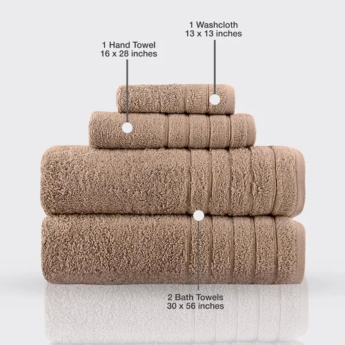 Vista 5 de Towels Beyond - Juego de toallas de lujo de 4 piezas, fabricadas con 100% algodón turco, altamente absorbentes y cómodas, incluye 2 toallas de baño