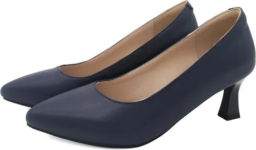 Vista 8 de ALLURENANA Zapatos de tacón bajo para mujer, puntera puntiaguda, gruesos, cómodos, sin cordones, tacón de bloque, puntera cerrada, zapatos de vestir