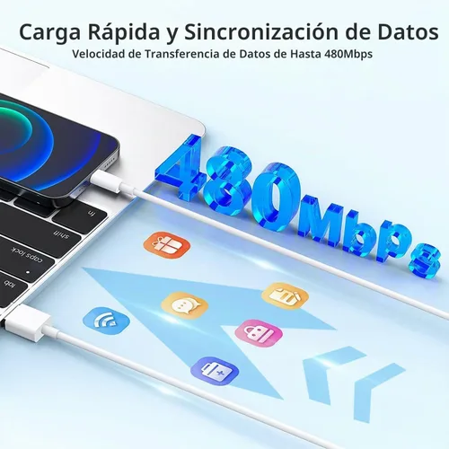 Vista 3 de Carga para cargador de iPhone [certificado MFi de Apple] Paquete de 2 cables Lightning para sincronización de datos con cable de carga USB A, bloque