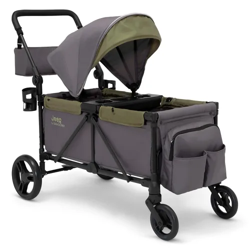 Vista 11 de Cochecito estilo carrito todoterreno Jeep Sport de Delta Children - Incluye toldo, organizador para padres, manillar ajustable, bandeja