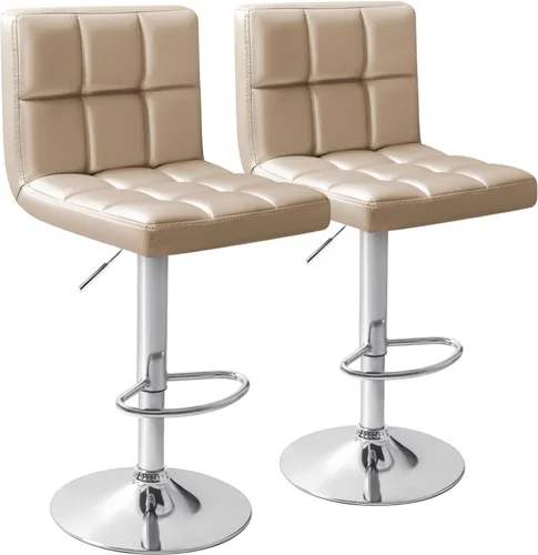 Vista 21 de Homall - Taburetes de bar de cuero sintético, con altura ajustable, giratorios, hidráulicos sin brazos, taburete de bar y cocina cuadrado de altura