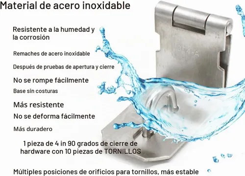Vista 4 de Arlai Cerrojo de puerta de acero inoxidable de 4 pulgadas, seguridad de 90 grados, ángulo recto, cerrojo de bloqueo, cierre de puerta de seguridad 1