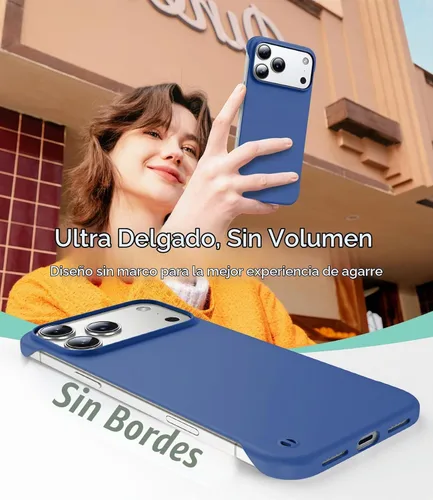 Vista 2 de GRECAZO - Funda magnética delgada sin marco para iPhone 17 Pro Max, color azul