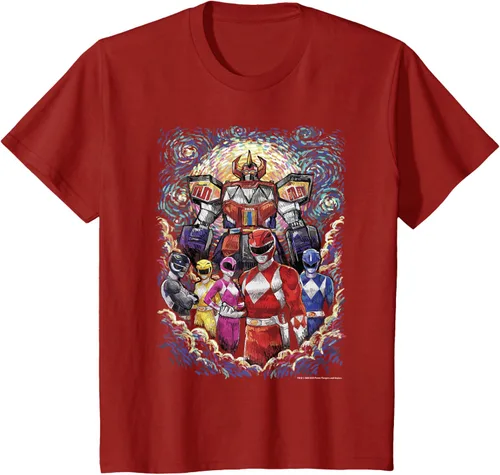 Vista 18 de Power Rangers Mighty Morphin' Megazord Starry Night Poster Camiseta