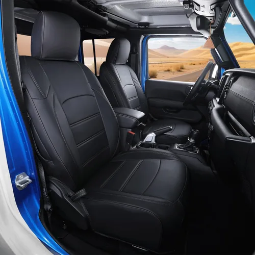 Vista 7 de Fundas de asiento para Jeep Gladiator, piel sintética de alta calidad, impermeable, resistente a los arañazos, ajuste personalizado para Jeep