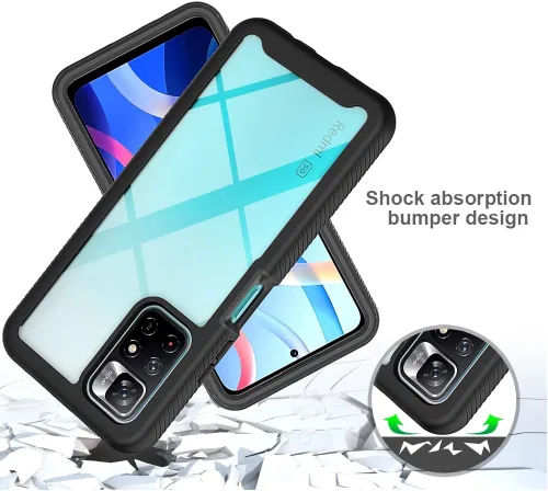 Vista 4 de Funda para Xiaomi Redmi Note 11 5G 21091116AC, funda protectora anticaída y absorción de golpes para Xiaomi Redmi Note 11T 5G 21091116AI/Poco M4 Pro