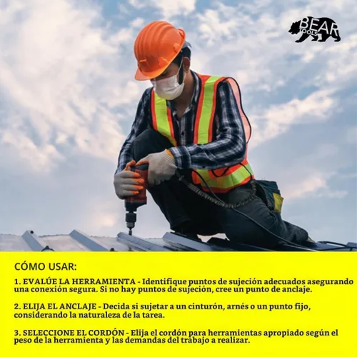 Vista 5 de BearTOOLS 0921S - Cordón para herramientas con conector único y extremo de bucle ajustable, longitud estándar, límite de peso máximo de 17.6