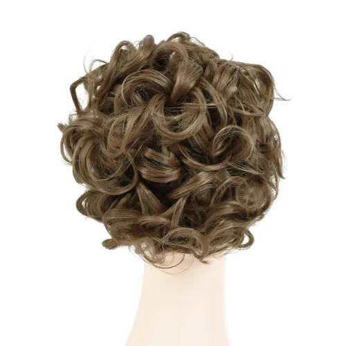 Vista 3 de Rose bud Postizo de Moño Rizado Extensiones de Moño Coletero Peinado Recogido Peinetas Sintéticas en Moño Desordenado Postizo de Cabello