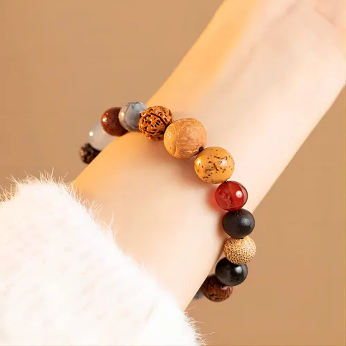 Vista 3 de 19 Seeds Multi Treasures Bodhi Luck Bracelet Handmade Colorful Beaded Bracelets for Meditation and Yoga Practices - Gifts for Women Men Boys Girls