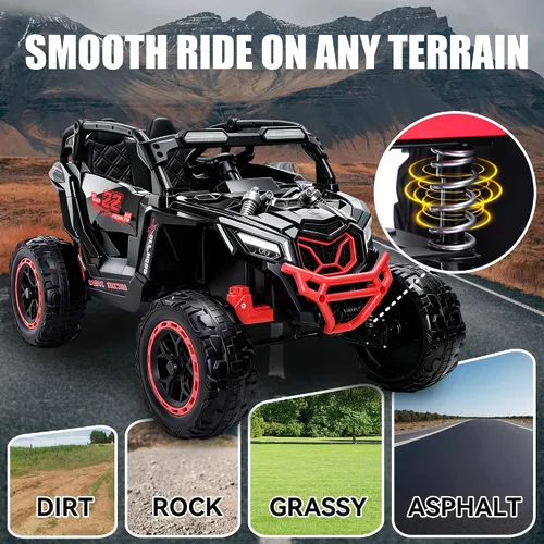Vista 5 de 24V Ride on Toys for Kids, 2 Seater Electric Car w/Remote Control, 4 Wheel Suspension, Max 5 MPH, Slow Start, 2X200W, Bluetooth, Music, LED Light
