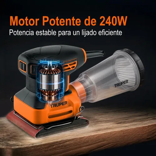Vista 2 de Truper LIOR-1/4A3, Lijadora Orbital 1/4 Hoja 240 W Profesional