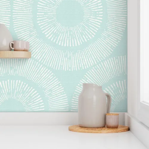 Vista 8 de Removable Wallpaper Swatch - Retro Circles Abstract Orange Yellow MCM Resort Style Custom Pre-Pasted Wallpaper by Spoonflower