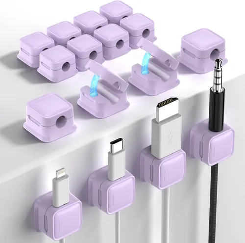 Vista 19 de Paquete de 8 Organizadores de Cables con Soporte, Costop Fuerte Adhesivo Magnético para Gestión de Cables de Escritorio, Fácil de Abrir, Organiza