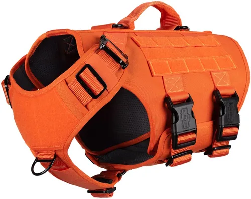 Vista 15 de ICEFANG GN3 Arnés táctico para perro con hebilla 6X, chaleco Molle para perro con asa, cobertura corporal 3/4, panel de gancho y bucle para parche