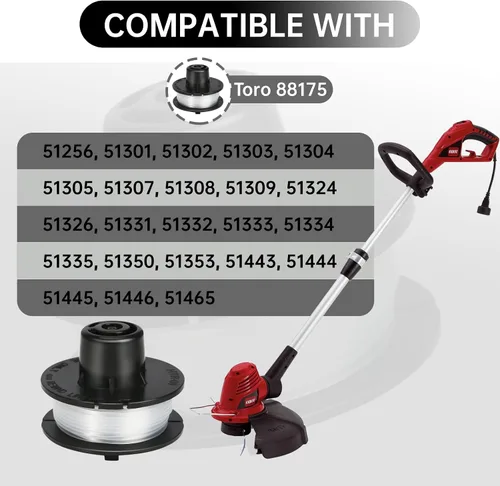 Vista 3 de 88175 Línea de recortadora de cuerdas compatible con Toro 51256 51301 51302 51303 51304 51305 51307 51308 51309 51324 51326 51331 51332, carrete