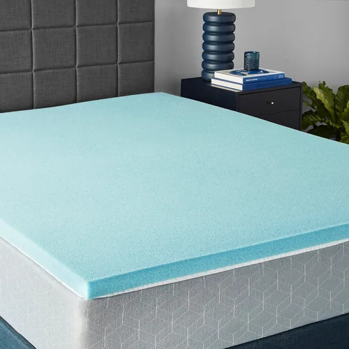 Vista 9 de Amazon Basics Cubrecolchón tamaño individual, infusión de gel refrescante, certificado CertiPUR-US, 2 pulgadas, azul