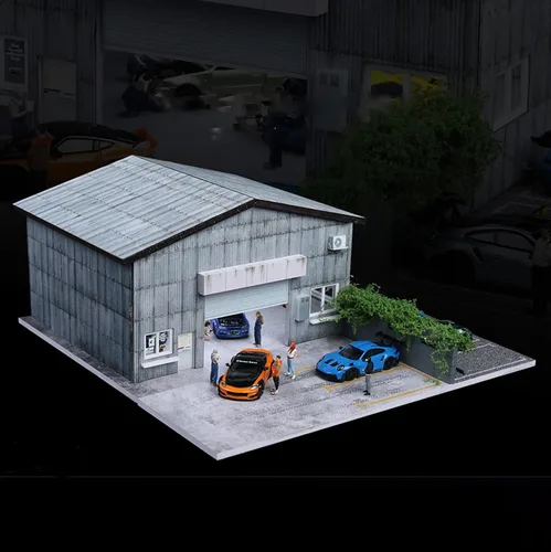 Vista 11 de Bivitre 1/64 Estuche de Exhibición de Diorama de Garaje con Luces LED - Compatible con Coches Diecast Mini GT de Hot Wheels Matchbox