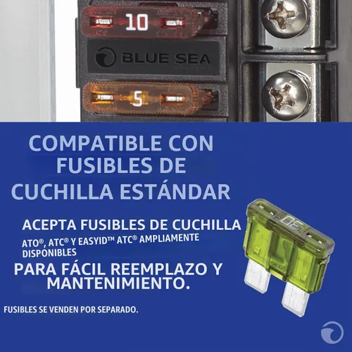 Vista 5 de Blue Sea Systems 5045 ST Bloque de fusibles de hoja compacto de 4 circuitos con cubierta, 100 amperios Con tapa.