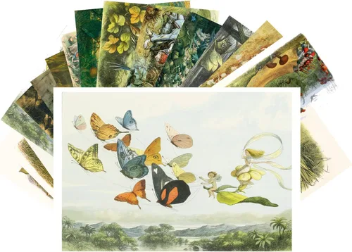 Vista 15 de Postales vintage 24 unids oriental y medieval cuentos caballero princesse Vintage libro ilustración Agua