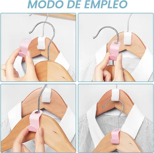 Vista 2 de 100 piezas de colgador de ahorro de espacio – Conector de suspensión de ropa que ahorra espacio con ganchos apilables y conexión en cascada