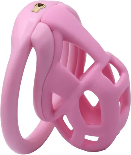 Vista 8 de Nueva jaula de castidad 3.0 dispositivo de castidad masculina con 4 anillos de resina, jaula de castidad rosa, jaula de castidad ligera para hombre