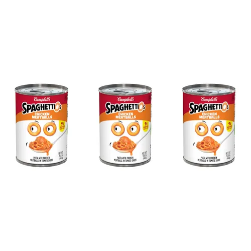 Vista 12 de SpaghettiOs Pasta enlatada con albóndigas A to Z's, lata de 15.6 onzas