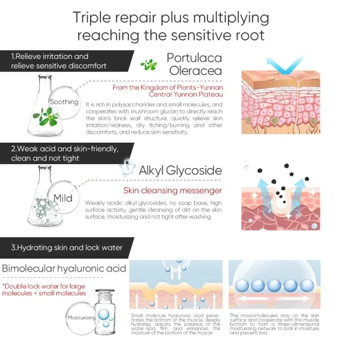 Vista 7 de WINONA Espuma limpiadora hidratante, limpiador de espuma facial, limpieza profunda, hidratante e hidratante para pieles sensibles (tipo B)