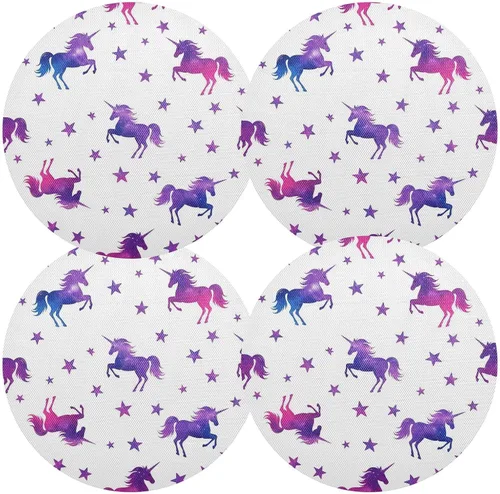 Vista 2 de Vibrant Unicorns Table Placemat, Non Slip Heat Resistant Place Mats for Wood Table for Kitchen one sizex1