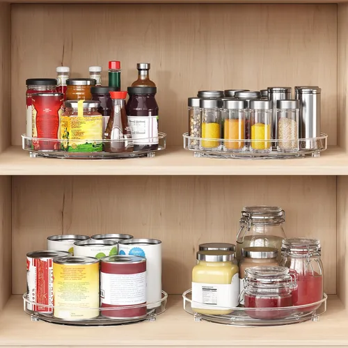 Vista 7 de Optish Paquete de 4 organizadores Lazy Susan, tocadiscos Lazy Susan de 9.5 pulgadas para gabinete, organizador de refrigerador para organizadores