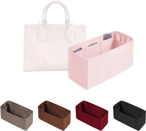 Vista 13 de Organizador de bolso para Onthego, inserto de bolsa sedoso, moldeador de bolso ligero para mujer, múltiples bolsillos de material satinado, uso