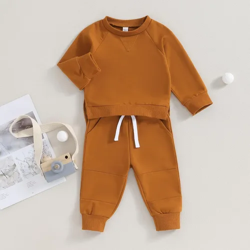 Vista 3 de Conjunto de ropa deportiva de manga larga con cuello redondo y pantalones para bebé niño