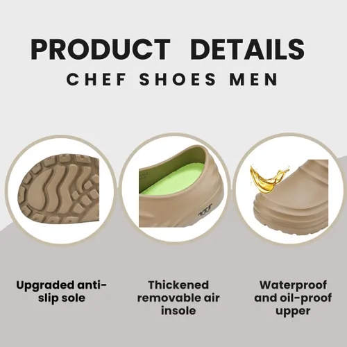 Vista 5 de ZSpzx Zapatos de chef para hombres y mujeres, zapatos de chef antideslizantes, resistentes al aceite, zuecos para mujer, zapatos de trabajo, zapatos