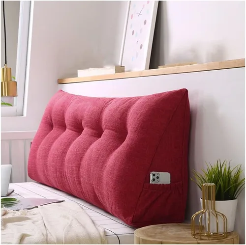 Vista 8 de Almohada triangular para cabecero, almohada de cuña grande para respaldo de lectura para sofá cama, cojín triangular con bolsillo y funda extraíble