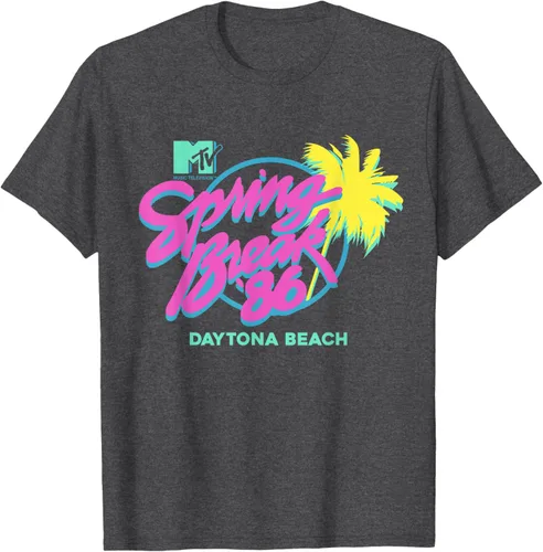 Vista 34 de MTV Camiseta de cuello redondo de ajuste clásico - Spring Break Daytona Beach, negro, adulto, manga corta, algodón y poliéster