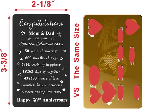Vista 2 de ENGZHI Tarjeta de regalo del 50 aniversario para padres – Felicitaciones mamá y papá por tu aniversario de oro – Feliz quincuagésimo aniversario