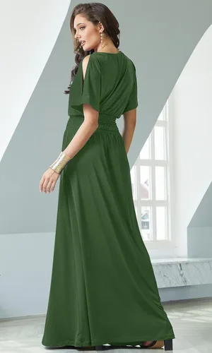 Vista 4 de KOH KOH Vestido largo de cóctel elegante con mangas divididas para mujer