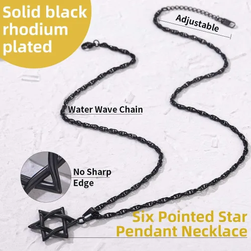 Vista 4 de GOLDCHIC JEWELRY Judaism Jewish Israel Star of David Cross Pendant Mens Punk Rock 316L Stainless Steel18K Gold PlatedBlack Rhodium Plated Hexagram