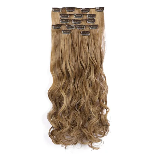 Vista 11 de OneDor® Extensiones de cabello sintético rizado de 20 pulgadas, 7 unidades, 4.53 oz (#99J rojo vino)