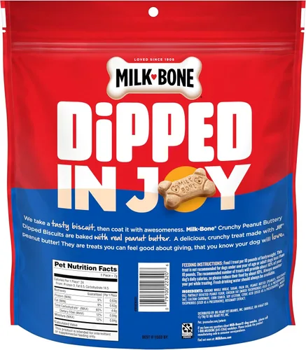 Vista 6 de Milk-Bone Galletas para perro bañadas con mantequilla de cacahuete real, horneadas, 32 onzas, (paquete de 4)